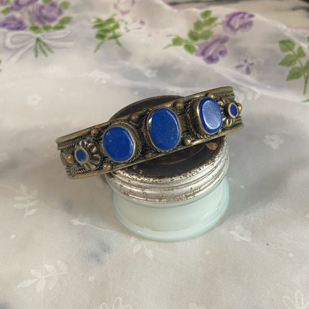 VINTAGE Lapis Cuff Bracelet